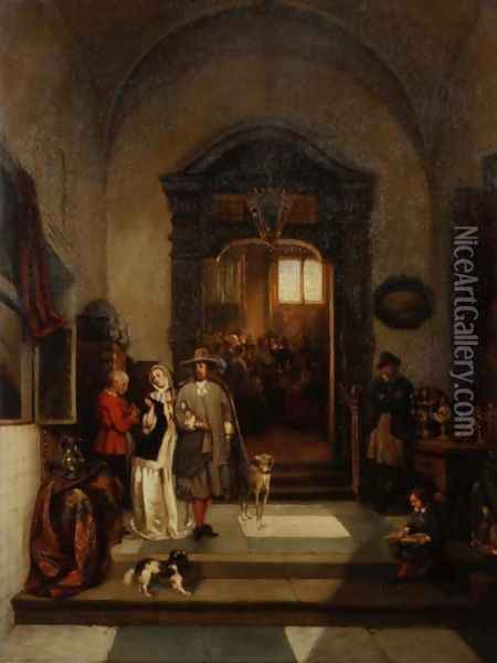 The Auction Viewing, 1850 Oil Painting - Johannes Anthonie Balthasar Stroebel