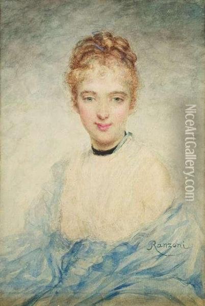 Portrait Of Amely Crawford, London 1878 Oil Painting - Daniele Ranzoni