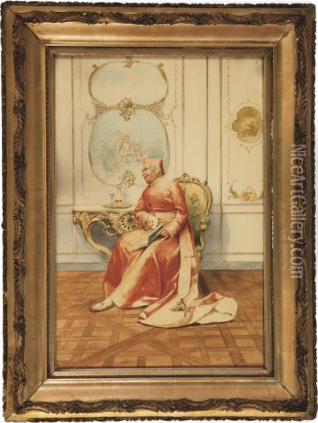 A Laughing Cardinal Oil Painting - Albert Joseph Penot