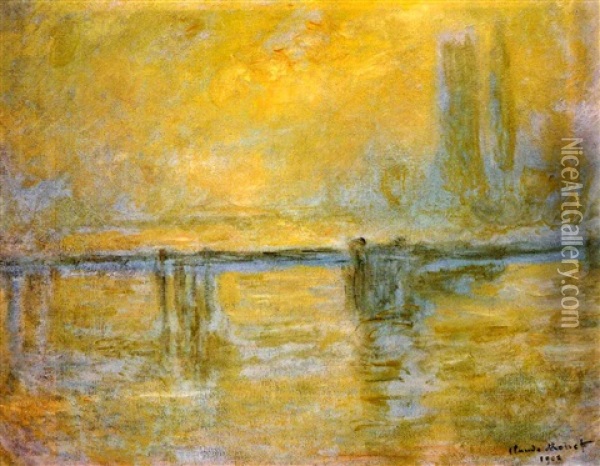 Charing Cross Bridge, Brouillard Oil Painting - Claude Monet