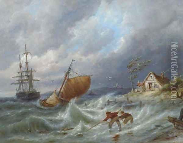 On the Isle of Wieringen on the Zuiderzee Oil Painting - Pieter Christiaan Cornelis Dommersen
