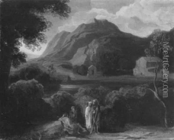 Landschaft Mit Diogenes Und Alexander Oil Painting - Gaspard Dughet