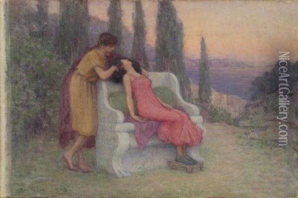 Scene Mythologique (preparatory Study) Oil Painting - Louis Joseph Raphael Collin