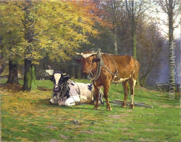 Cows At Rest Oil Painting - Adolphe Jacobs