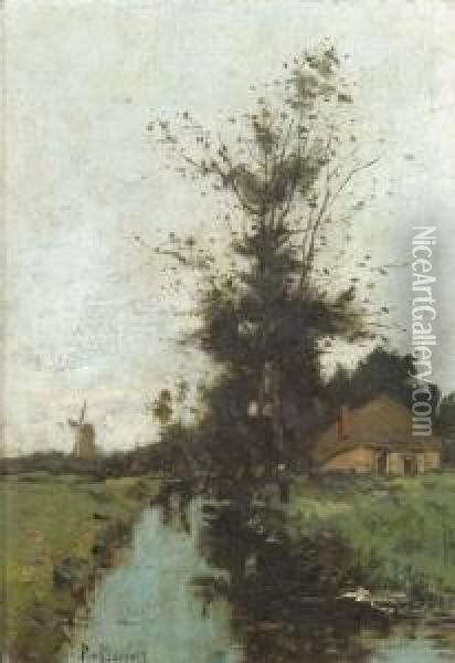 A Stream In A Polder Landscape Oil Painting - Paul Bodifee