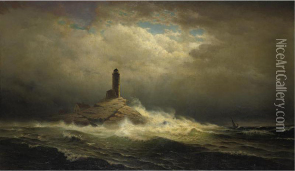 White Island Light Oil Painting - William Frederick de Haas
