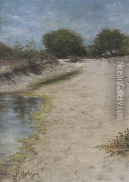 Russian River Scene On Sand Bar #1w Oil Painting - Grace Carpenter Hudson
