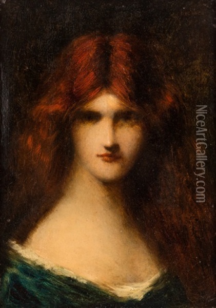 Portrait Of A Young Beauty Oil Painting - Jean Jacques Henner