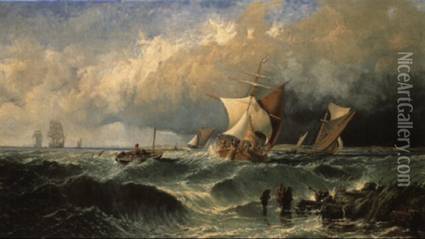 Shipping Off The Coast Oil Painting - Edmund John Niemann