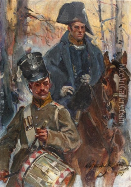 Fragment Olszynki Grochowskiej Oil Painting - Woiciech (Aldabert) Ritter von Kossak