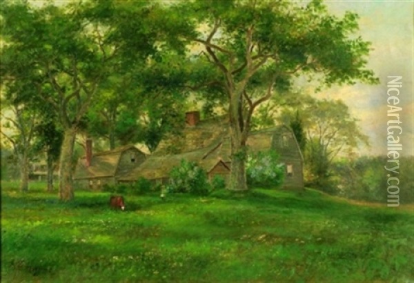 Farmhouse In Spring Oil Painting - George Frank Higgins
