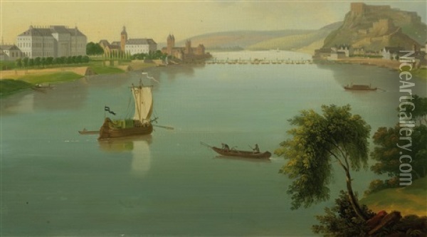 View Of Coblenz Oil Painting - Johann Bachta