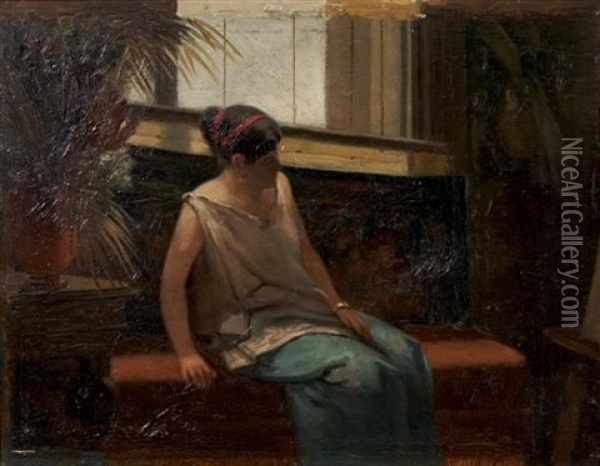 Seated Woman Oil Painting - Cornelis Willem Hoevenaar the Elder