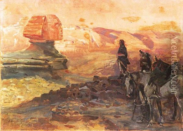 Napoleon I Sfinks Oil Painting - Wojciech Von Kossak