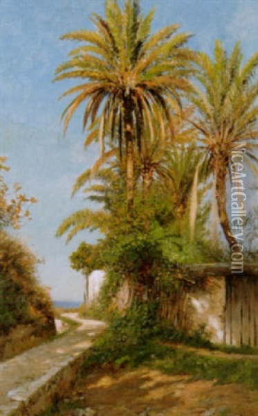 Palmen Bei Bordighera Oil Painting - Ascan Lutteroth