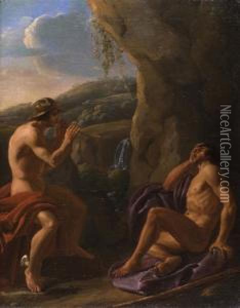 Merkur Und Argo Oil Painting - Michelangelo Cerqouzzi