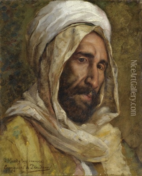Portrait Of Osman Hamdy Bey Oil Painting - Emmanuel De Dieudonne