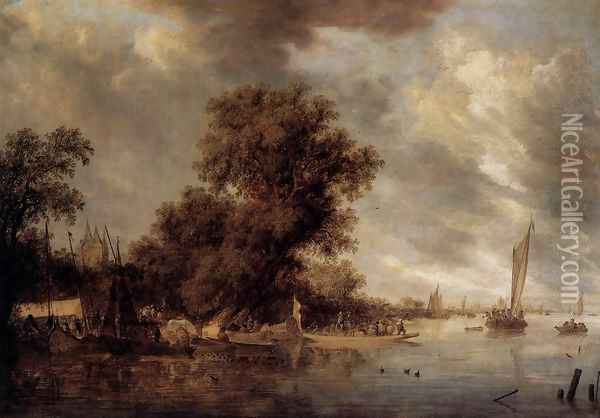 River Landscape at Arnheim Oil Painting - Salomon van Ruysdael