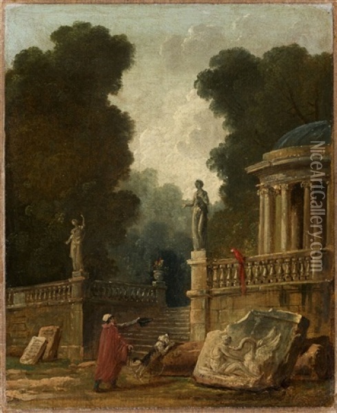 Le Mendiant Et Le Perroquet Oil Painting - Hubert Robert