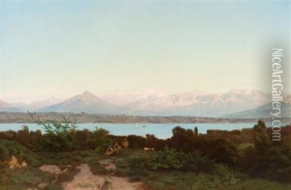 Lac De Geneve Oil Painting - Friedrich Zimmermann