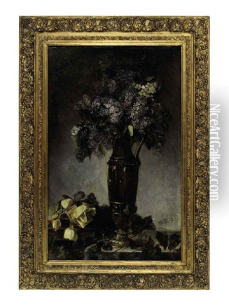 Lilacs In A Vase Oil Painting - Max Fuerst