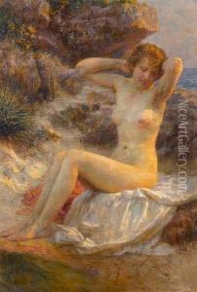 The Bather Oil Painting - Vlaho Bukovac