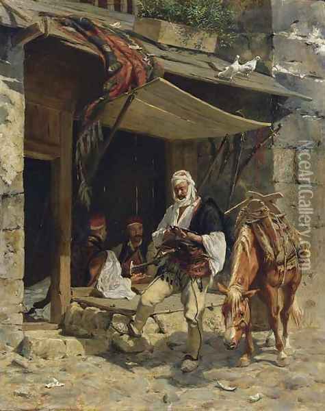 Ottoman Soldiers at Rest Oil Painting - Rudolf Otto Ritter von Ottenfeld
