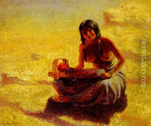 Native Mother And Her Child Oil Painting - Grace Carpenter Hudson