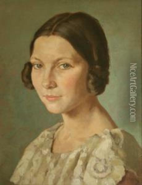 Portrait Of A Young Woman Oil Painting - Aloysius C. O'Kelly
