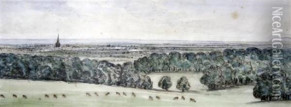 Chichester From Goodwood Park Oil Painting - Charles George Lewis