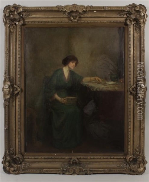 Woman At Her Dressing Table Oil Painting - Louis Frederick Berneker