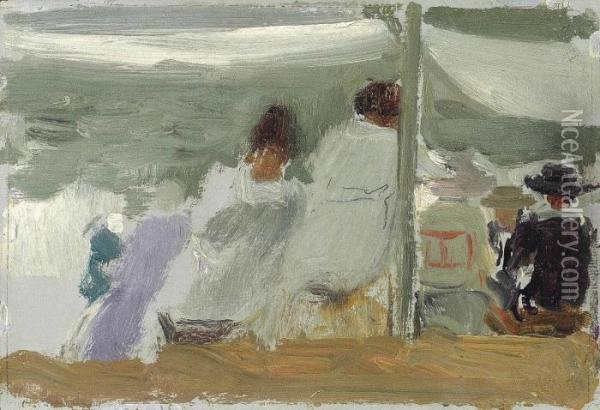 Women On The Beach, San Sebastian Oil Painting - Joaquin Sorolla Y Bastida