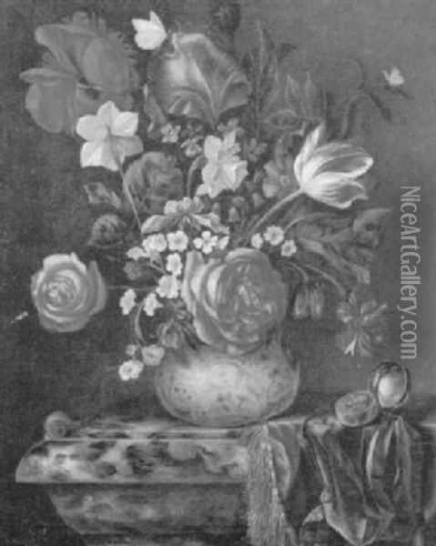 Blumenstraus In Fayencevase Oil Painting - Willem Van Aelst