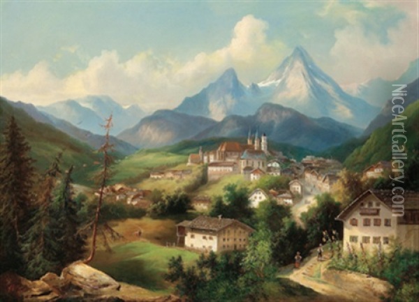 Blick Auf Berchtesgaden Oil Painting - Ferdinand Lepie