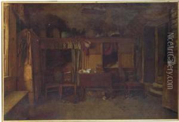 A Cottage Interior Oil Painting - William B. Collier Fyfe