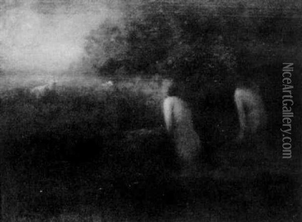 Nudes At The River Oil Painting - George Inness Jr.