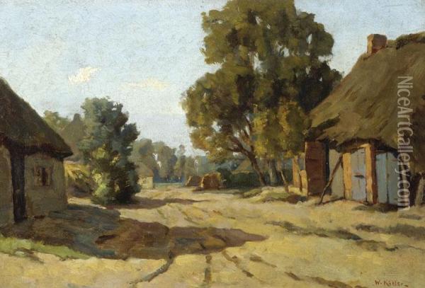 Landroad With Farms Oil Painting - Willem Hendrik Kohler