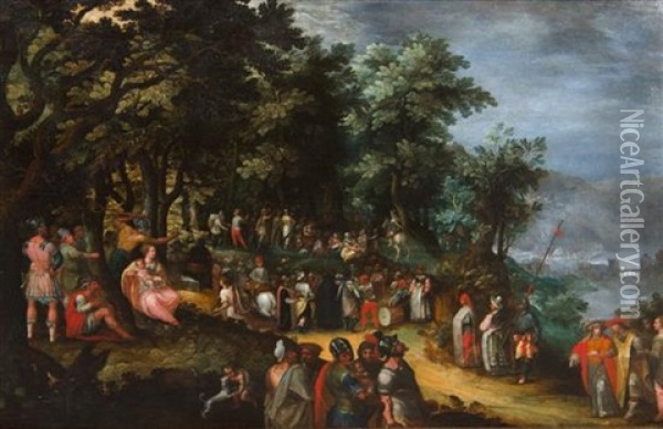 Saint John The Baptist Preaching To A Multitude Oil Painting - Karel van Mander the Elder