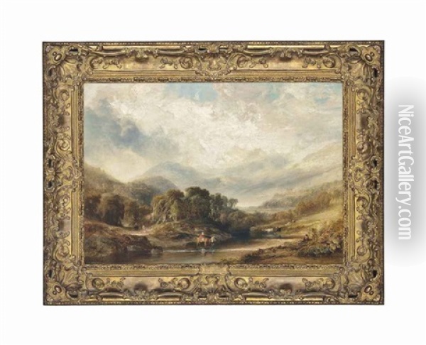 A View Of Snowdonia Seen Over Capel Curig Oil Painting - Copley Fielding