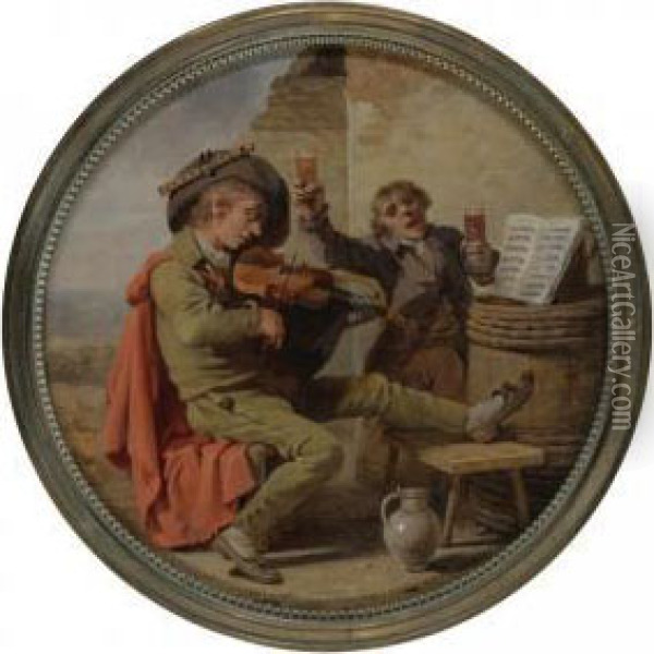 The Musician And The Drinker Oil Painting - Martin Drolling Oberbergheim