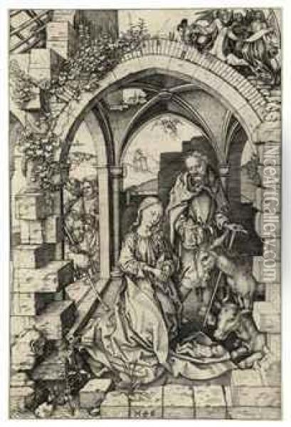 The Nativity Oil Painting - Martin Schongauer