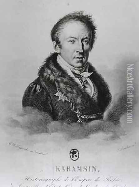 Portrait of Nikolai Mikhailovich Karamzin 1766-1826 Oil Painting - Constant Louis Antoine Lorichon