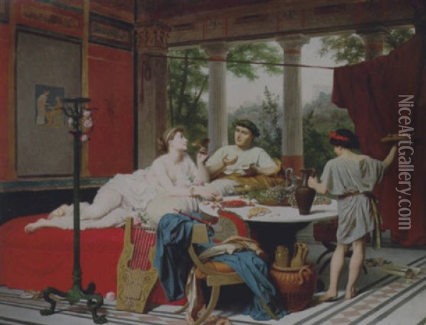Horace And Tibur Oil Painting - Jean-Baptiste Auguste Leloir
