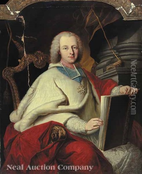 Portrait Of Armand-gaston-maximilien, Cardinal De Rohan-soubise Oil Painting - Nicolas de Largilliere