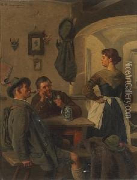 At Ease In The Tavern Oil Painting - G. Hugo Kotschenreiter