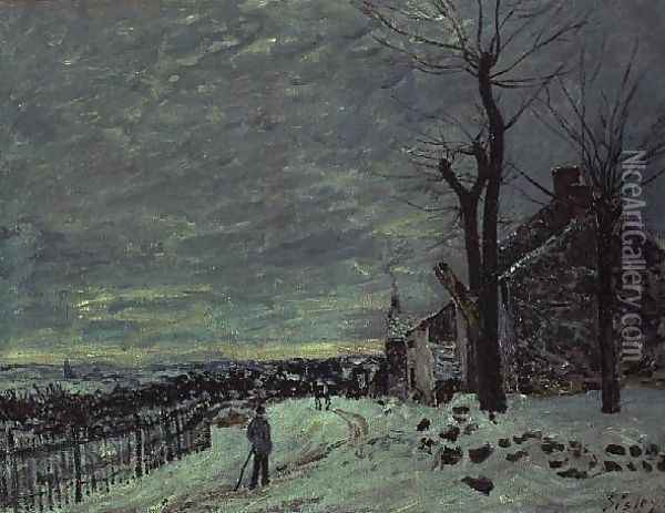 Snow at Veneux-Nadon, c.1880 Oil Painting - Alfred Sisley
