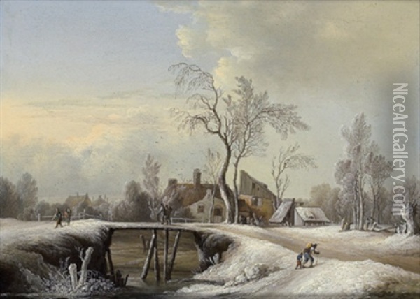 Winterlandschaft Mit Reisenden Oil Painting - Louis Nicolas van Blarenberghe