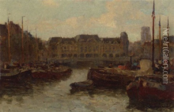 De Oude Haven: A View On Plan C, Rotterdam Oil Painting - Gerard Delfgaauw