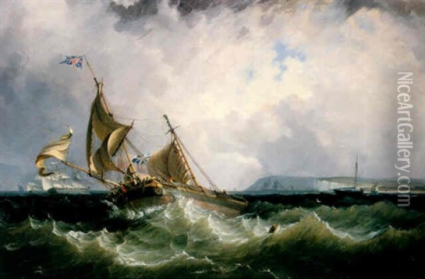 Rough Seas Off The North Foreland Oil Painting - Sir George Chambers