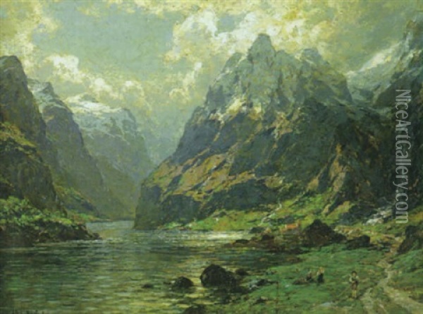 Am Naerofjord Oil Painting - Carl August (Karl M.) Osterley